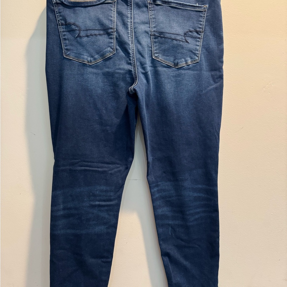 American Eagle Outfitters Dark Blue Distressed Jeggings - Picture 3 of 3